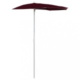 Cumpara ieftin Umbrela de gradina cu stalp, rosu bordo, 180x90 cm, semirotunda