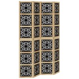 Cumpara ieftin Paravan de camera, 4 panouri, maro/negru, lemn masiv paulownia