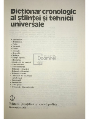 Ștefan Bălan - Dicționar cronologic al științei și tehnicii universale (editia 1979) foto