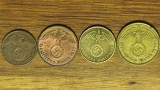 Germania nazista - set de colectie istoric- 1 2 5 10 Pfennig / Reichspfennig 1937 - 1938 - impecabile - cele mai cautate piese