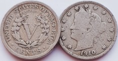 2350 USA SUA Statele Unite 5 cents 1910 (with &quot;CENTS&quot;) UZATA km 112
