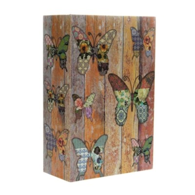 Seif secret tip carte Pufo cu cheie pentru blocare, model Colorful butterflies, 24 x 15 cm foto