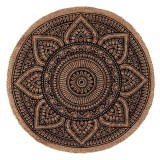 Covoras Shopiens&reg; Ascend tesut din iuta, rotund, bej, cu model mandala negru, 80 cm