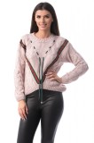 Cumpara ieftin E762-5 Pulover gros accesorizat cu snur in fata, S/M