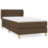 Cumpara ieftin Pat box spring cu saltea, maro inchis, 90x190 cm, textil