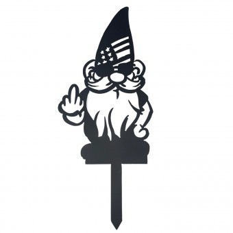 Decoratiune gradina / ghiveci Krodesign Angry Gnome KRO-1136, metal, inaltime 62 cm foto