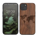 Husa kwmobile pentru Apple iPhone 14, Lemn, Maro/Negru, 59124.03