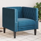 Fotoliu Chesterfield vidaXL Albastru Catifea 71x74.5x70.5 cm, Scaun Living, Design Elegant, Confortabil, Tapitat, Rezistent, Modern