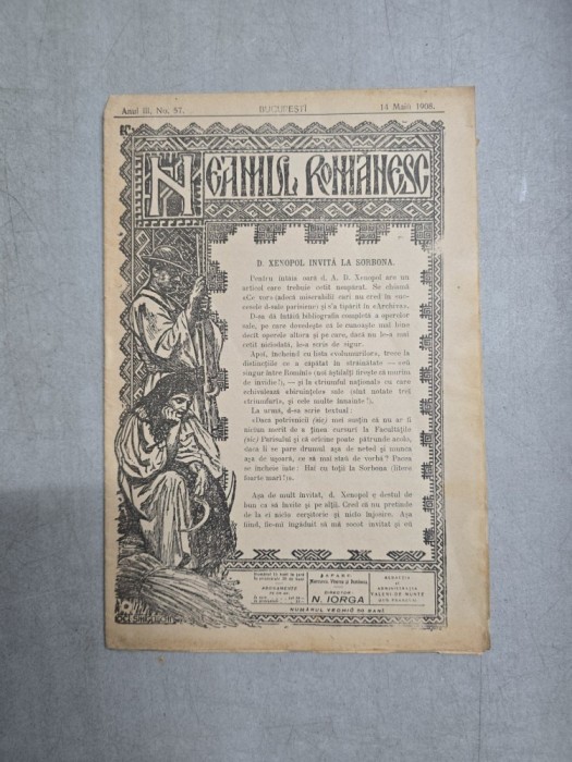 Neamul romanesc nr. 57/14.05.1908 -Director N. Iorga
