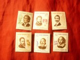 Serie Romania 1964 Personalitati - Scriitori 6valori, Nestampilat