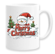 Cana alba personalizata Merry Christmas, Model Snowman, INOVATIX&reg;. 330ml