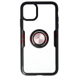 Husa iPhone 11, Tip Carbon, Inel Rotativ, TPU+PC, Neagra