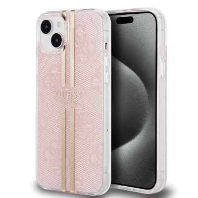 Husa Guess Hardcase IML 4G Gold Stripe iPhone 15 Plus, roz, GUHCP15MH4PSEGP foto