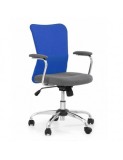 Scaun birou copii HM Andy, Mesh/Stofa, Ergonomic, Cadru Cromat, Inaltime ajustabila, Mecanism balansare, Rotire 360 ˚, 102 Kg, Albastru
