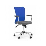 Scaun birou copii HM Andy, Mesh/Stofa, Ergonomic, Cadru Cromat, Inaltime ajustabila, Mecanism balansare, Rotire 360 ˚, 102 Kg, Albastru