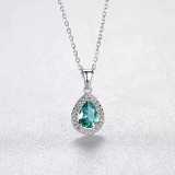 Colier Din Argint Piatra Verde/Green Zirconiu Lacrima ARG397N, Argintboutique