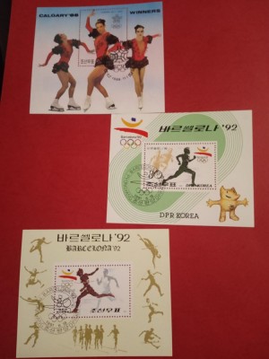 COREEA DE NORD, SPORT - 3 COLIȚE ȘTAMPILATE foto