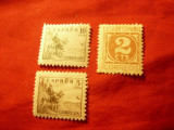 3 Timbre Spania 1936 ,Cifra , Cavaleri , 2 ,5 si 10 cts