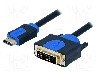 Cablu DVI - HDMI, DVI-D (18+1) mufa, HDMI mufa, 2m, albastru, negru, LOGILINK - CHB3102