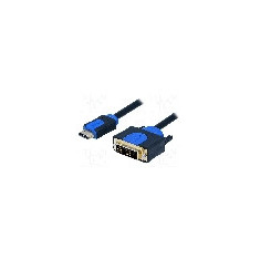Cablu DVI - HDMI, DVI-D (18+1) mufa, HDMI mufa, 3m, albastru, negru, LOGILINK - CHB3103