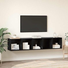 vidaXL Set dulap TV Pe perete 2 pcs Stejar negru 37 x 37 x 142.5 cm