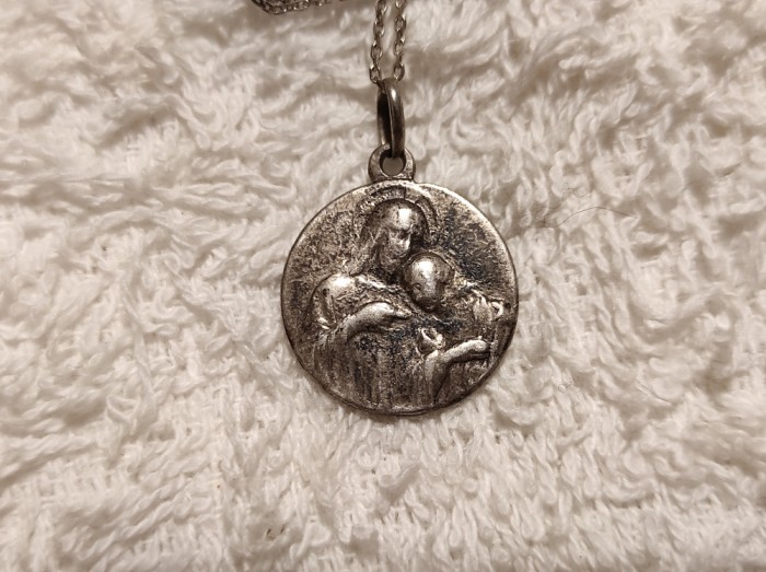 argint MEDALION ISUS HRISTOS facand o MINUNE 1900 FRANTA superb pe Lant argint