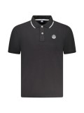Cumpara ieftin Tricou polo barbati, cu mini logo brodat si detalii pe guler, Regular fit, Negru, S