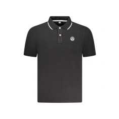 Tricou polo barbati, cu mini logo brodat si detalii pe guler, Regular fit, Negru, S