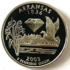 AMERICA QUARTER 1/4 DOLLAR 2003 S.PROOF,AG.900, Diamant-bijuter de stat-Arkansas