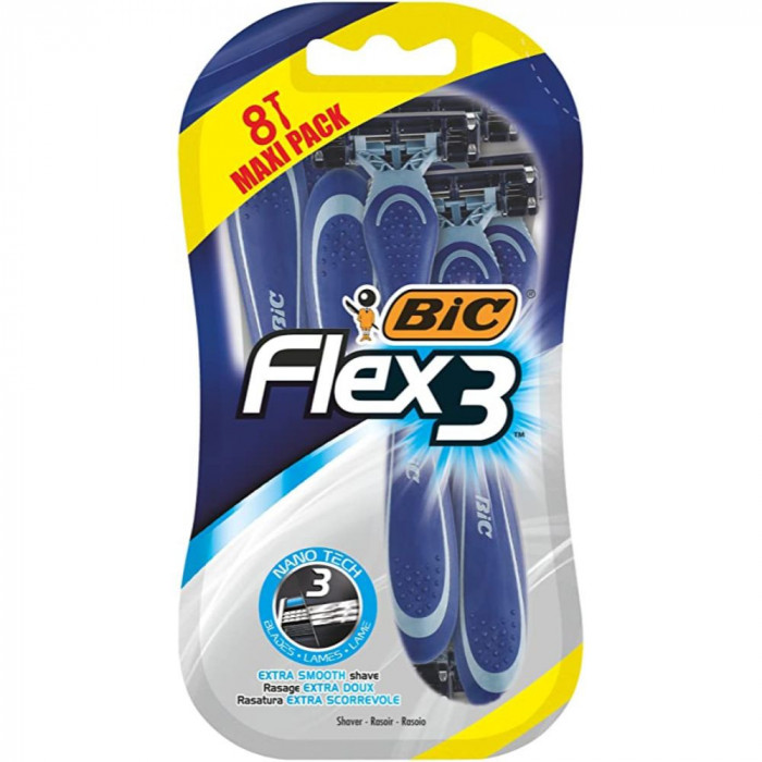 Set 8 Aparate De Ras Bic Flex 3 Cu 3 Lame, Lame De Barbierit, Lame Pentru Ras, Aparat Pentru Ras, Aparat Pentru Barbierit, Bic Pentru Ras, Bic Pentru