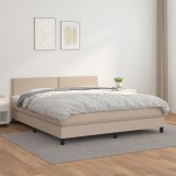 VidaXL Pat box spring cu saltea, cappuccino, 180x200cm piele ecologică 3141082