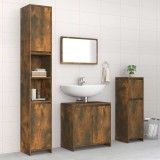 VidaXL Set mobilier de baie, 4 piese, stejar fumuriu, lemn prelucrat 3143928