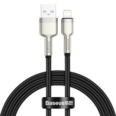 CABLU alimentare si date Baseus Cafule Metal, Fast Charging Data Cable pt. smartphone, USB la Lightning Iphone 2.4A, braided, 1m, negru &quot;CALJK-A01&quot; (t