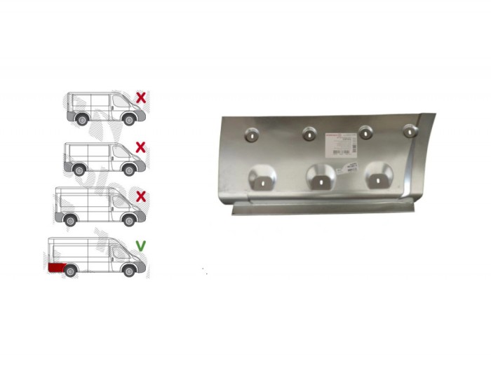 Segment reparatie aripa spate Peugeot Boxer (250), Fiat Ducato (250), Citroen Jumper (250) 09.2006-08.2014-, extra lung, L4, spate, dreapta, cu locas