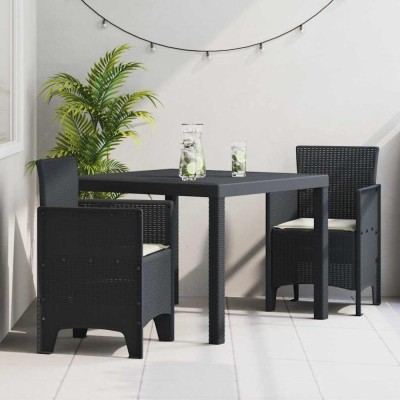 vidaXL Set de masă pentru grădină 3 pcs Antracit Ratan Polt 3378676 foto