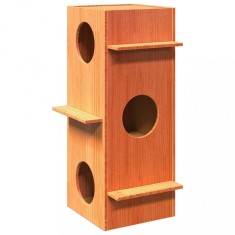 vidaXL Ceară pentru Casă pisici maro 43x43x90 cm Lemn masiv de pin 859300
