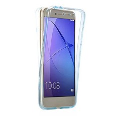 Husa Full TPU 360&deg; (fata + spate) pentru Huawei P9 Lite 2017, Albastru Transparent