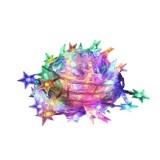 Instalatie craciun cu baterii, 3 metri, 20 led-uri tip stea, fir transparent, multicolor, flippy