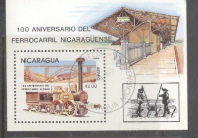 Nicaragua 1985 Railways perf. sheet Mi.B165 used TA.085 foto