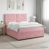 Cumpara ieftin Pat boxspring cu saltea cu headboard Roz 180 x 200 cm Catifea