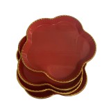 Set 4 platouri servire, Floare, rosu, 15x15x2 cm