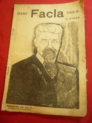 Revista Facla 26 nov.1911 cu o caricatura a lui C.Stere -om politic foto