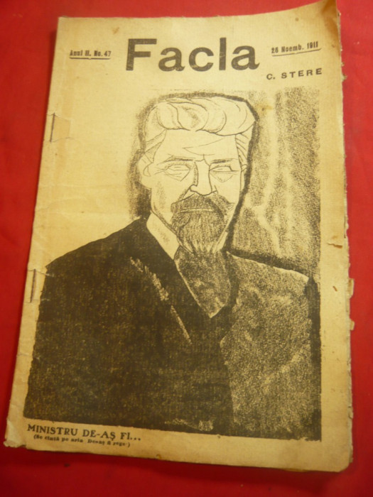 Revista Facla 26 nov.1911 cu o caricatura a lui C.Stere -om politic