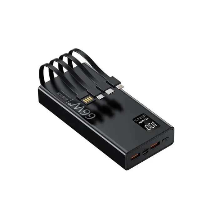 Power Bank Selani 66W, Incarcare rapida, 20000 mAh, 4.5A, Display, 4 Cabluri iPhone, Android, PC, Typ-C incluse