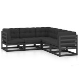 Set mobilier gradina cu perne, 5 piese, lemn masiv pin