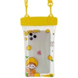 Husa subacvatica fruity waterproof flippy, snowproof, universala, impermeabila, cu snur, pentru telefon sau documente, lemon boy, galben