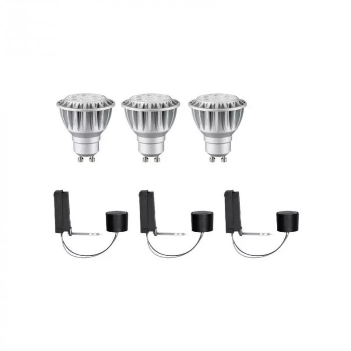 Set 3 spoturi LED Paulmann 2Easy Basic, 3x8 W Argintiu