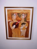 Sami Briss (n.1930)&quot;In familie&quot; litografie, semnata, numerotata, tablou autentic