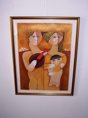Sami Briss (n.1930)&amp;quot;In familie&amp;quot; litografie, semnata, numerotata, tablou autentic foto