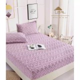 Cumpara ieftin Husa De Pat Tricot Cu Elastic + 2 Fete De Perna Pentru Pat Dublu, Lila- JO964
